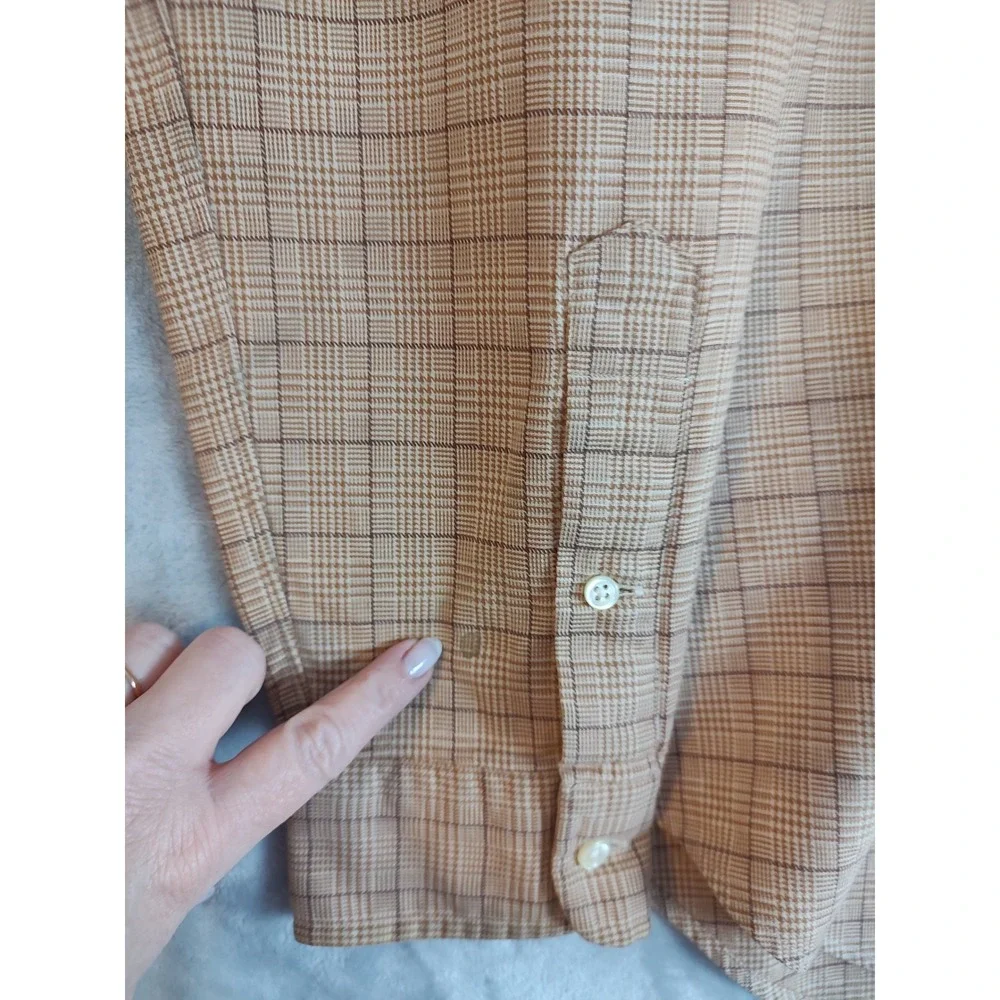 Polo‎ Ralph Lauren Classic Fit Glen Plaid Button Down Shirt Mens Large Tan Brown